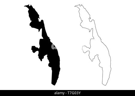 Provincia Orientale, Sri Lanka (divisioni amministrative, Repubblica democratica socialista di Sri Lanka, Ceylon) mappa illustrazione vettoriale, scribble schizzo Ea Illustrazione Vettoriale