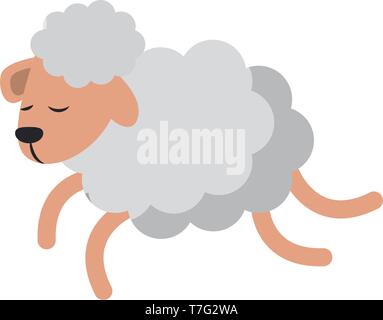 Sheeping jumping cartoon isolato Illustrazione Vettoriale