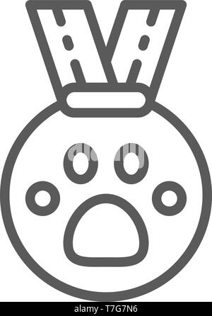 Ricompensa per il pet, medaglia da Mostra icona linea. Illustrazione Vettoriale