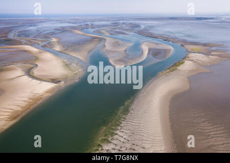 Vista da un piano. Ghebi e velme alla Germania il Wadden Sea. Foto Stock