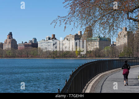 Jacqueline Kennedy Onassis Reservoir, Central Park, Upper Manhattan, New York City, Stati Uniti d'America Foto Stock