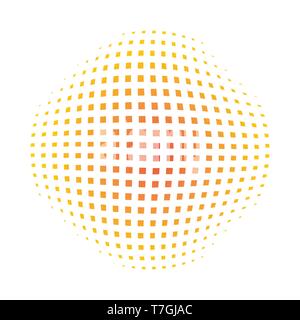 Giallo cerchio astratto con puntini di semitonalità effetto. Illustrazione Vettoriale. Round Icona con l'utilizzo i punti dei mezzitoni texture. Illustrazione Vettoriale