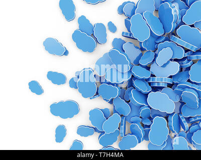 Cumulo di nuvole blu isolato su sfondo bianco con posto per il vostro testo. Il Cloud Computing Concept Foto Stock