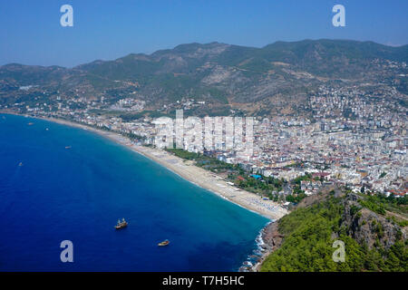 Alanya costa dal famoso castello di Alanya in Turchia Foto Stock