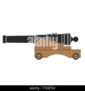 Set di artiglieria cannon illustrazione vettoriale arma Esercito icona militare di guerra isolato pistola fuoco battaglia vecchio vintage Illustrazione Vettoriale