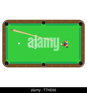 Tavolo da biliardo vettore. Sport , cue ball snooker illustrazione isolato Illustrazione Vettoriale