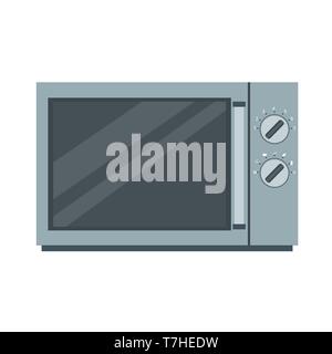 Forno a microonde vettore icona illustrazione da cucina per la cottura di alimenti isolato di apparecchiature. Il design di uso domestico il simbolo della tecnologia stufa Illustrazione Vettoriale