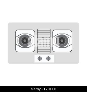 Stufa gas vettore icona cucina forno di cottura illustrazione Fornello food home bruciatore. Attrezzature di fiamma di fuoco di calore piatto isolato Illustrazione Vettoriale
