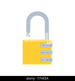 Serratura a combinazione lucchetto Icona vettore cassaforte di sicurezza protezione illustrazione simbolo di codice a. Sicurezza in acciaio privacy password sicure Illustrazione Vettoriale
