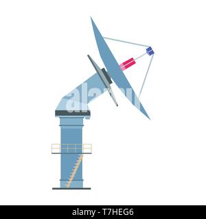 Tv piatto icona vettore antenna radar illustrazione. Tecnologia di comunicazione radio segnale wireless spazio isolato. Internet informazioni sul ricevitore Illustrazione Vettoriale