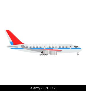 Concetto di aereo vettore illustrazione piatto design vista laterale. Illustrazione Vettoriale