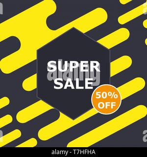 Super vendita illustrazione stagione marketing vacanza. Banner Offerta speciale sconto prezzo vettore. Mega etichetta simbolo dello shopping sfondo astratto. Puhc a caldo Illustrazione Vettoriale