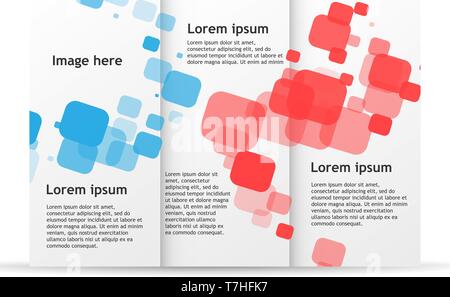 Modello brochure trifold flyer design mockup. Foglietto sbozzato cartella di pubblicazione dei documenti business layout. Libro di testo vettoriale carta per opuscoli coperchio. Creativ Illustrazione Vettoriale