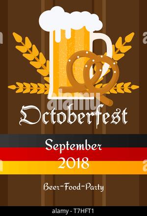 Oktoberfest celebrazione tradizionale decor banner sfondo. Vetro bavarese birra illustrazione vettoriale invito carnevale card. Festival tedesco pa Illustrazione Vettoriale