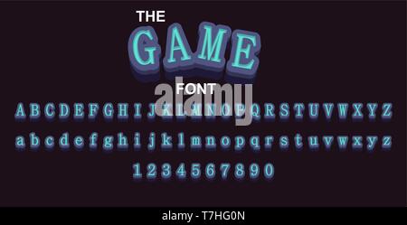 Gioco e font alfabeto con i numeri. Vettore lettera tipografia design. Illustrazione Vettoriale