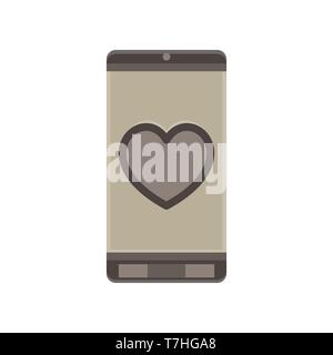Telefono vettore amore giovane giorno cuore illustrazione mobile cartoon cellulare design piatto isolato Illustrazione Vettoriale