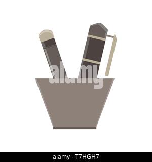 Scrittura dei vettori vettore strumenti icona piatta isolata. Illustrazione di progettazione grafica di elemento di gomma nero Illustrazione Vettoriale