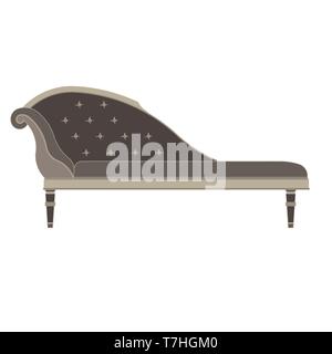 Vettore divano classico icona piatta isolata. Mobili retrò vista laterale illustrazione. Il design del letto di lusso vintage Illustrazione Vettoriale