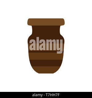 Vaso di fiori d'arte del giardinaggio icona vettore. Isolato decor bianco home silhouette semplice in ceramica Illustrazione Vettoriale