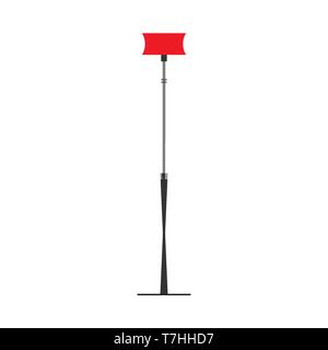 Lampada da pavimento concetto rosso confortevoli interni luminosi. Camera trendy vettore icona piatta luce Illustrazione Vettoriale