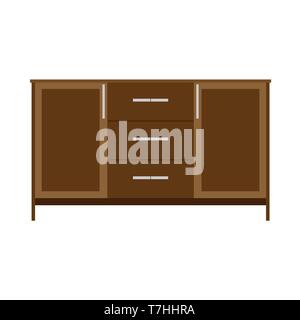 Armadio llustration vettore il ripiano di un rack icona mobili. Vintage elegante e antica credenza armadio guardaroba. Armadio in legno design Illustrazione Vettoriale