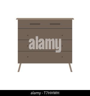 Cassetto scatola marrone equipaggiamento in stile retrò con ripiano. Appartamento contemporaneo semplici arredi in legno Illustrazione Vettoriale