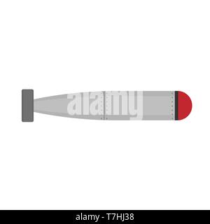 Siluro piatto marine tecnologia arma segno bianco isolato icona vettore. Naval nautico bomba sottomarino Illustrazione Vettoriale