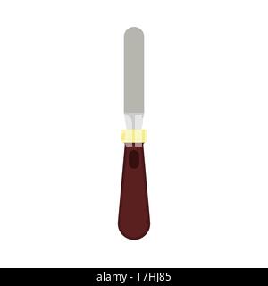 Coltello tavolozza icona vettoriale strumento di disegno pittore hobby. Il legno vecchio oggetto spazzola piatta tela workshop craft art Illustrazione Vettoriale