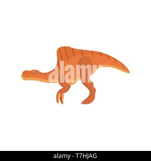Dinosauro vista laterale del vettore icona piatta. Rettili lucertola selvatico simbolo di fantasia cartoon. Dino animale carattere preistorico stile grafica Illustrazione Vettoriale