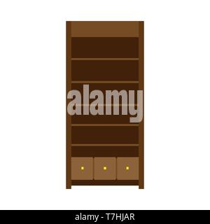 Armadio llustration vettore il ripiano di un rack icona mobili. Vintage elegante e antica credenza armadio guardaroba. Armadio in legno design Illustrazione Vettoriale