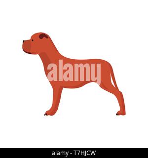 Cane vista laterale icona vettore di immagine PET. cute animale amico cucciolo cartoon silhouette. Brown piatto amicizia domestico Illustrazione Vettoriale