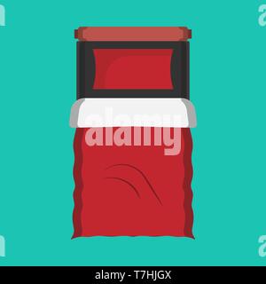 Bed vista superiore camera da letto in appartamento stile home. Interno del sonno icona vettore doppia letti mobili per il riposo notturno. Famiglia soggiorno Illustrazione Vettoriale