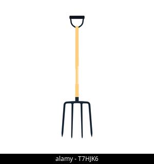 Forcone illustrazione vettoriale icona strumento oggetto isolato attrezzatura. Il giardinaggio agricoltura forcella silhouette dell agricoltura. Illustrazione Vettoriale