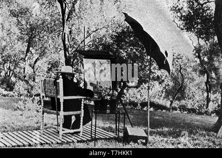 Winston Churchill in vecchiaia la pittura nel sud della Francia Foto Stock