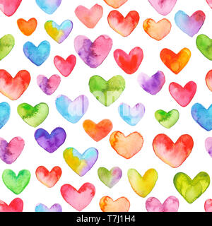 Acquerello, cuore, pattern, seamless, cuori, sfondo, giorno, amore, colore, tessitura, design, romantico, Wedding, illustrazione, mano, simbolo, sfondo, Foto Stock