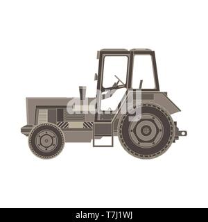 Trattore icona piatta. Illustrazione vettoriale di un agricoltore del veicolo design in stile isolato su sfondo bianco. Pesanti macchinari agricoli per il lavoro sul campo Illustrazione Vettoriale