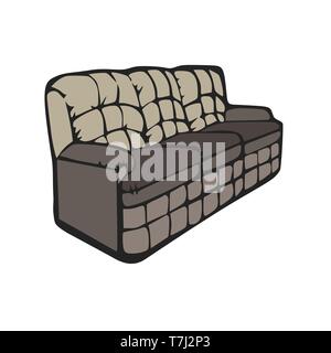 Divano illustrazione vettoriale mobili lettino in camera interior design illustrazione grigio Illustrazione Vettoriale