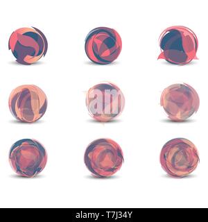 Geometrica astratta sfera set vettore rosa elemento grafico isolato a sfera illustrazione cerchio intorno Illustrazione Vettoriale