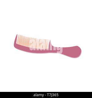 Pettine per capelli rosa icona vettore isolato spazzola per capelli a spazzola illustrazione bianco cura parrucchiere salone in stile appartamento barbiere Illustrazione Vettoriale