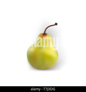 Pera isolato realistico sfondo bianco frutta verde giallo buon fresco organico del vettore Illustrazione Vettoriale