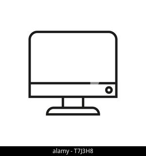 Icona di contorno del computer portatile linea del vettore sottili. Ufficio dispositivo web design lineare illustrazione simbolo Illustrazione Vettoriale