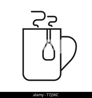 Icona di contorno della linea cibo tè caffè sottile drink web cup ufficio simbolo di ghiaccio. mug Illustrazione Vettoriale