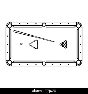 Tavolo da biliardo icona linea isolati su sfondo bianco. Contorno nero sottile degli equipaggiamenti per il tempo libero di vettore. Illustrazione Vettoriale