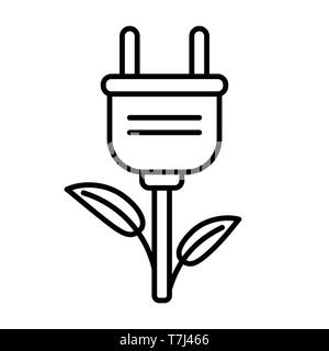 Connettore eco line icona isolati su sfondo bianco. Profilo sottile di collegamento di apparecchiature elettriche vettore. Illustrazione Vettoriale