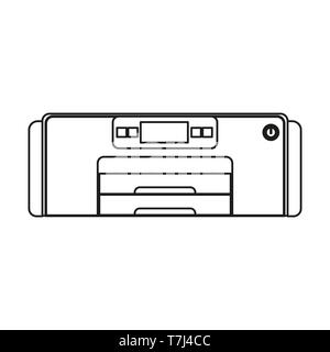 Stampante icona linea isolati su sfondo bianco. Profilo aziendale sottile le attrezzature di tecnologia vettore. Illustrazione Vettoriale