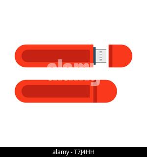 Unità flash USB hardware elettronico segno. Vettore di piatto icona backup di file Illustrazione Vettoriale