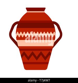 Anfora vettore piatto classico tradizionale museo vaso recipiente. Antica icona di argilla mito Illustrazione Vettoriale