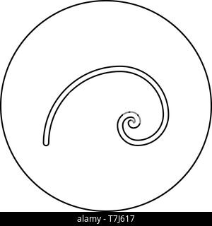 Spirale sezione dorata Golden ratio proporzione Fibonacci icona a spirale in cerchio intorno profilo colore nero illustrazione vettoriale stile piatto semplice immagine Illustrazione Vettoriale