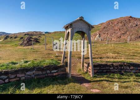 Chiesa Thjodhildur, Qassiarsuk o Brattahlid, Groenlandia meridionale Foto Stock