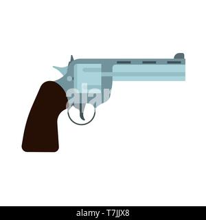 Revolver vista laterale della pistola icona vettore. Bullet pistola pistola occidentale. Retrò canna cilindro polizia di munizioni Illustrazione Vettoriale